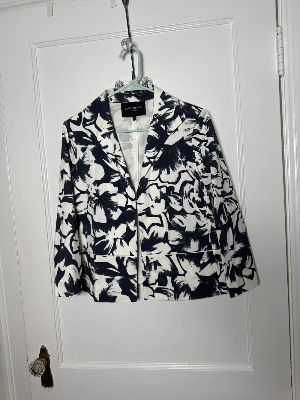 Lafayette 148 Navy Blue White Dressy Jacket Blazer Designer Women's Size 6